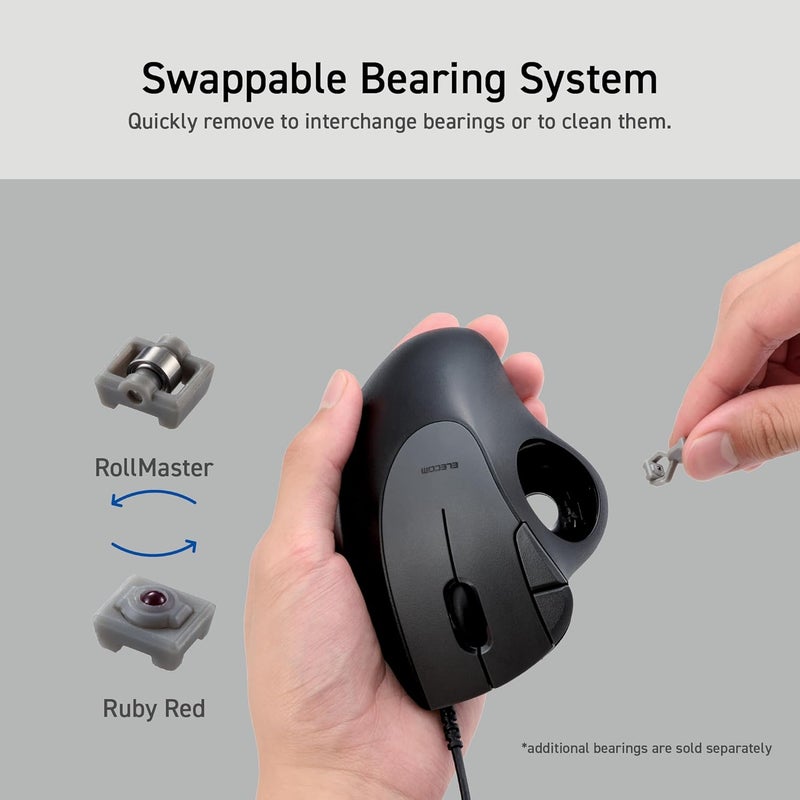 ELECOM Ergonomic Comfort Design Trackball IST Wired USB-A Connection, Smooth Tracking with Ruby Ball Bearing, 36mm Ball, Thumb Control, Compatible for Windows, PC, and Mac Black (M-IT10URBK) - Image 5